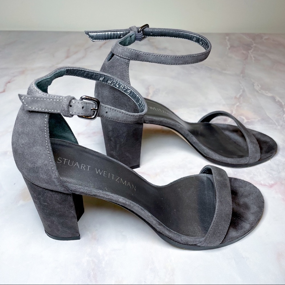 Stuart Weitzman NEARLYNUDE Suede Block Heel Sandal